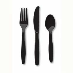 Favor Lane Black Velvet Plastic Cutlery 24Pk Bridal Shower/Hens Party
