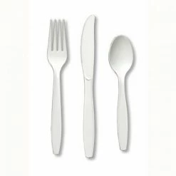 Favor Lane White Plastic Cutlery 24Pk Bridal Shower/Hens Party