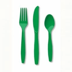 Favor Lane Emerald Green Plastic Cutlery 24Pk