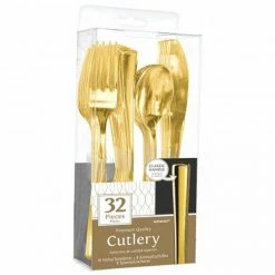 Favor Lane Gold Metallic Cutlery Set 32Pk WEDDINGS