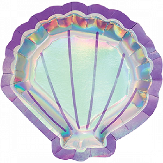 Favor Lane Mermaid Shine Iridescent Shell Paper Plates 3 Favor Lane Mermaid Shine Iridescent Shell Paper Plates