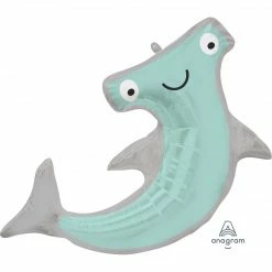 Favor Lane Jumbo Hammerhead Shark Balloon Shape + Novelty Foil Balloons