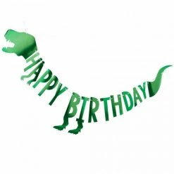 Ginger Ray Foil Green 'ROAR' Dinosaur 'Happy Birthday' Bunting