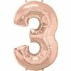 Favor Lane Number Balloons Foil Rose Gold 86cm Number 3 Balloon