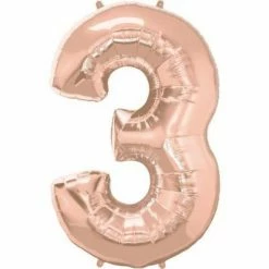 Favor Lane Number Balloons Foil Rose Gold 86cm Number 3 Balloon