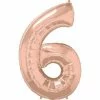 Favor Lane Number Balloons Foil Rose Gold 86cm Number 6 Balloon 2 Favor Lane Number Balloons Foil Rose Gold 86cm Number 6 Balloon