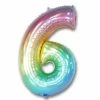 Favor Lane Pastel Iridescent 102cm Number 6 Balloon Number Balloons