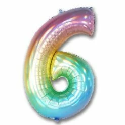 Favor Lane Pastel Iridescent 102cm Number 6 Balloon Number Balloons