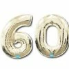 Favor Lane Number Balloons Foil White Gold '60' Balloons 100cm