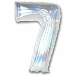 Favor Lane Number Balloons Iridescent Silver 102cm Number 7 Balloon