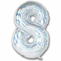Favor Lane Iridescent Silver 102cm Number 8 Balloon