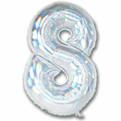 Favor Lane Iridescent Silver 102cm Number 8 Balloon 3 Favor Lane Iridescent Silver 102cm Number 8 Balloon