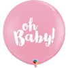 Qualatex Jumbo Round 'oh Baby!' Balloon - Light Pink