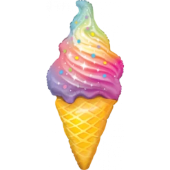 Favor Lane Jumbo Rainbow Swirl Ice Cream Shape Balloon Shape + Novelty Foil Balloons