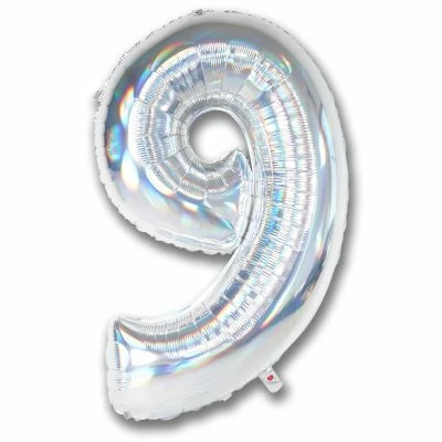 Favor Lane Iridescent Silver 102cm Number 9 Balloon Number Balloons 3 Favor Lane Iridescent Silver 102cm Number 9 Balloon Number Balloons