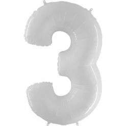 Favor Lane Number Balloons Pastel White 100cm Number 3 Balloon