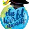 Favor Lane The World Awaits Graduation Foil Balloon Shape + Novelty Foil Balloons