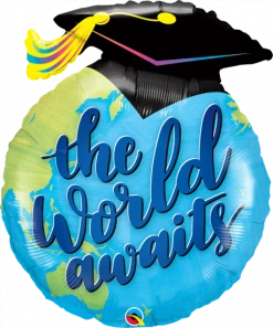 Favor Lane The World Awaits Graduation Foil Balloon Shape + Novelty Foil Balloons