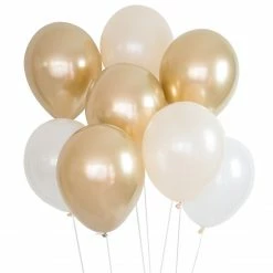 Illume Partyware Balloon Bouquet 8Pk - Gold + White Wedding Decorations