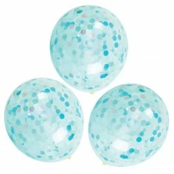 Illume Partyware 45cm Confetti Filled Balloons 3pk - Blue + Mint