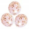 Illume Partyware 45cm Confetti Filled Balloons 3pk - Rose Gold + Pink