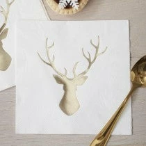 Ginger Ray Napkins - Prints + Shapes Metallic Stag Paper Napkins