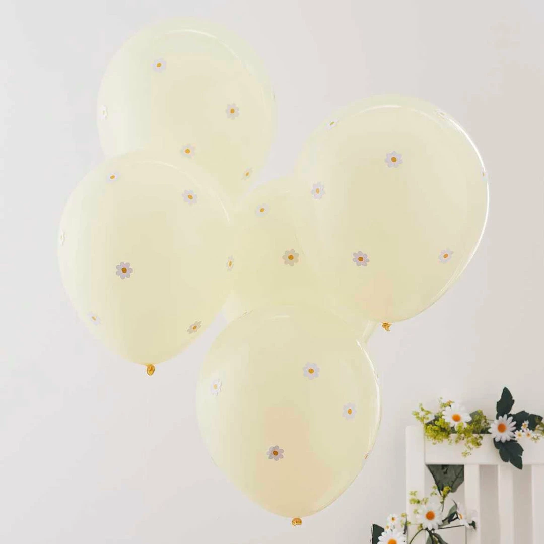 Ginger Ray Baby Shower Pastel Yellow & Daisy Flower Balloons 5pk 4 Ginger Ray Baby Shower Pastel Yellow & Daisy Flower Balloons 5pk