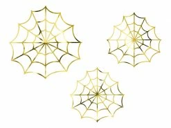 PartyDeco Halloween Gold Spiderwebs 3pk