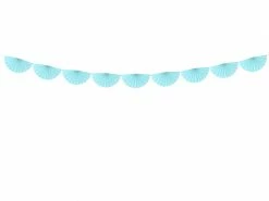 PartyDeco Fringe Garlands + Streamer Hang Kits Sky Blue Tissue Fan Garland