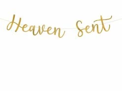 PartyDeco Baby Shower - Metallics 'Heaven Sent' Gold Script Bunting
