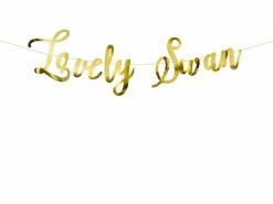PartyDeco Lovely Swan Gold Script Garland