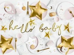 PartyDeco Little Star - 'Hello Baby' Gold Script Bunting Baby Shower - Metallics
