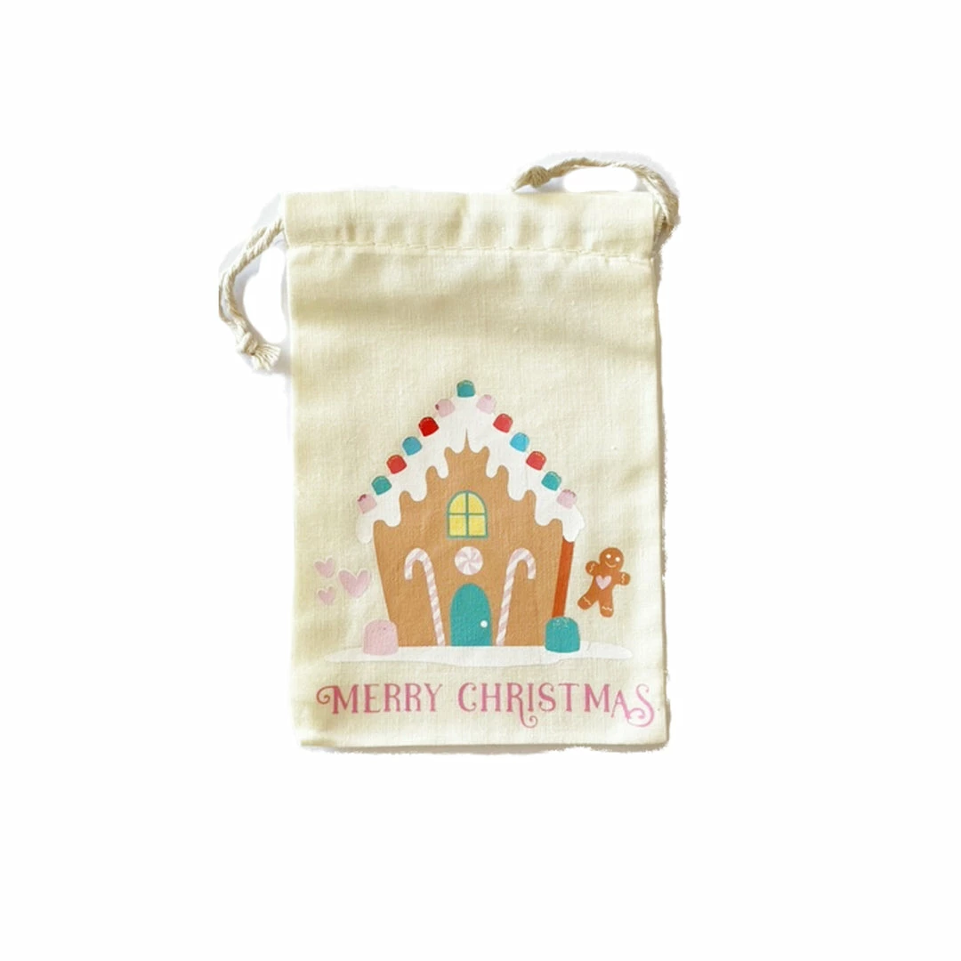 Favor Lane Favour/Party Bags Calico Party Favour Bag - Merry Christmas Gingerbread House 3 Favor Lane Favour/Party Bags Calico Party Favour Bag - Merry Christmas Gingerbread House