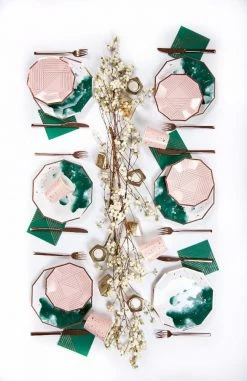 Harlow + Grey Manhattan - Emerald Green Watercolor Large Paper Plates