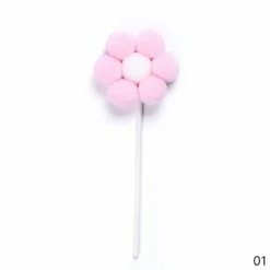 Favor Lane Daisy Flower Pom Pom Cake Topper - Pastel Pink