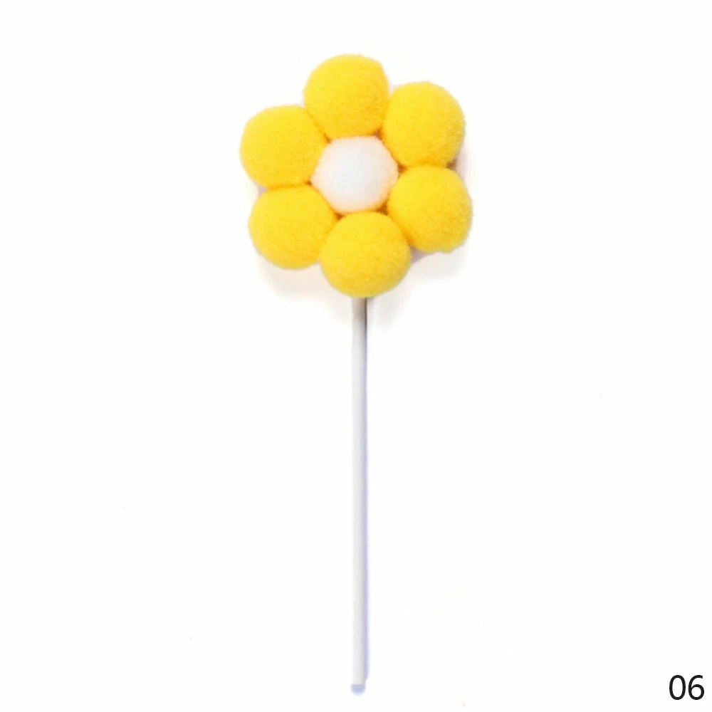 Favor Lane Cake Toppers Daisy Flower Pom Pom Cake Topper - Yellow 3 Favor Lane Cake Toppers Daisy Flower Pom Pom Cake Topper - Yellow