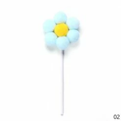 Favor Lane Daisy Flower Pom Pom Cake Topper - Pastel Blue Cake Toppers