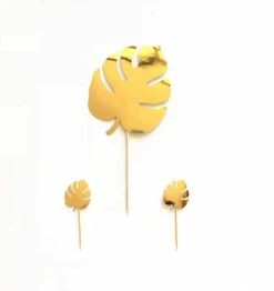 Little Glitter Co Monstera Leaf Cake Topper - Gold Metallic