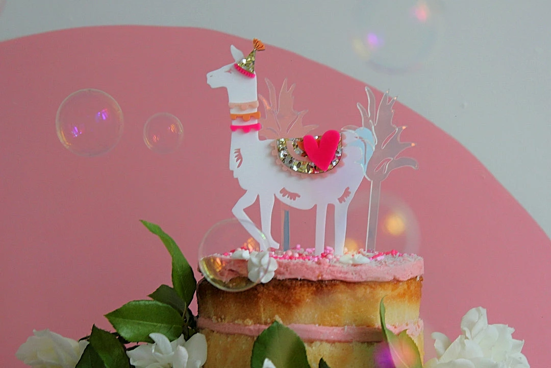 Kiki Sprinkles Hey Party Llama Cake Topper - PINK 3 Kiki Sprinkles Hey Party Llama Cake Topper - PINK