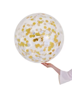 Poppies For Grace JUMBO Clear Confetti Filled Balloon - Metallics