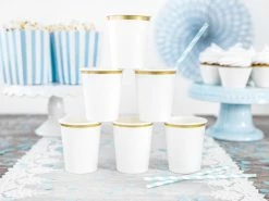 Favor Lane White Gold Rimmed Paper Cups WEDDINGS