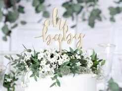 PartyDeco Wooden 'oh Baby' Cake Topper