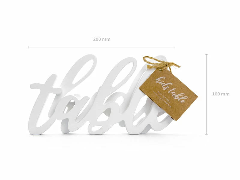 PartyDeco White Wooden 'Kids Table' Script Sign 6 PartyDeco White Wooden 'Kids Table' Script Sign