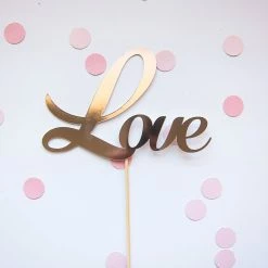Little Glitter Co Wedding Cake Accessories Rose Gold Love Cake Topper