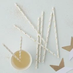 Favor Lane Paper Straws - Foil Gold Star