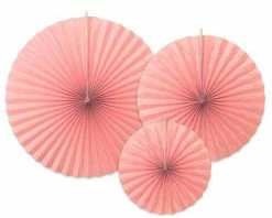 PartyDeco Blush Pink Paper Fan Set Wedding Decorations