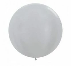 Qualatex 60cm Jumbo Round Balloon - Satin Silver WEDDINGS