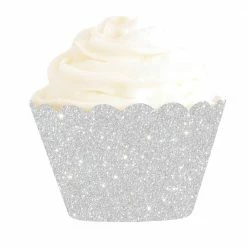 Illume Partyware WEDDINGS Silver Glitter Cupcake Wrappers