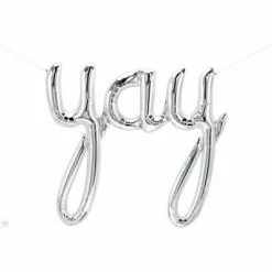 Favor Lane WEDDINGS Foil Silver Script 'Yay' Balloon