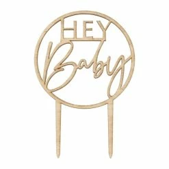 Ginger Ray Wooden 'HEY Baby' Cake Topper Cake Toppers